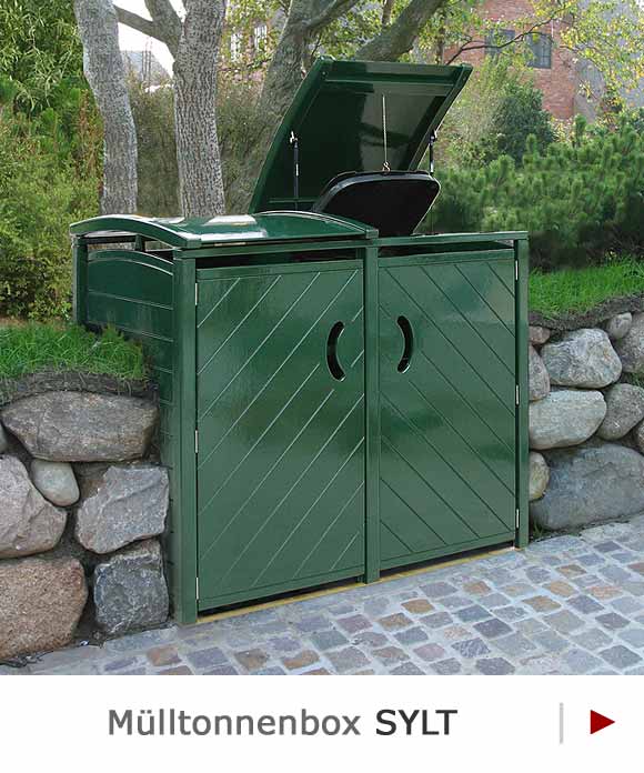 Grüne Mülltonnenbox SYLT - Premium-Qualität mit Gasdruckfedern