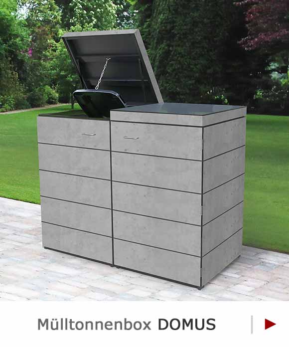 Mülltonnenboxen DOMUS - Nie mehr streichen. Wartungsfreie HPL-Kunstharzplatten - Dekor Cloudy Cement