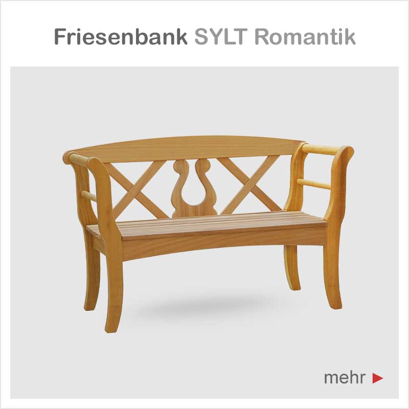 Hartholz Gartenbank SYLT Romantik - ODUM-IROKO Holz - Sylter Friesenbänke