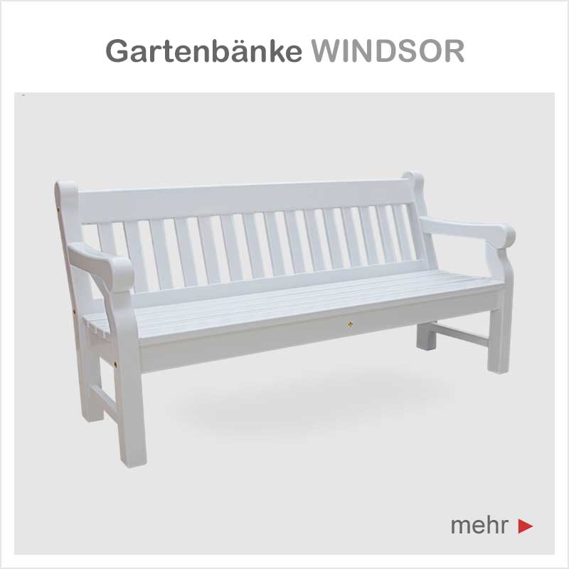 Weisse Gartenbank WINDSOR - Englische Parkbank mit 25 Jahren Garantie