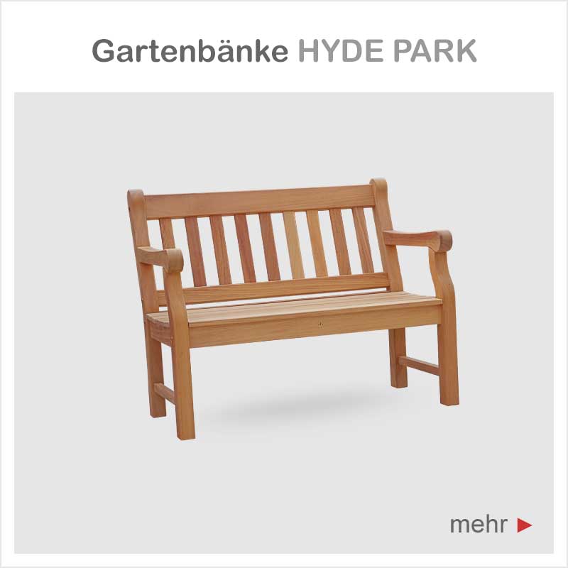 Gartenbank HYDE PARK - aus astfreiem ODUM-IROKO Hartholz - Extra massiv