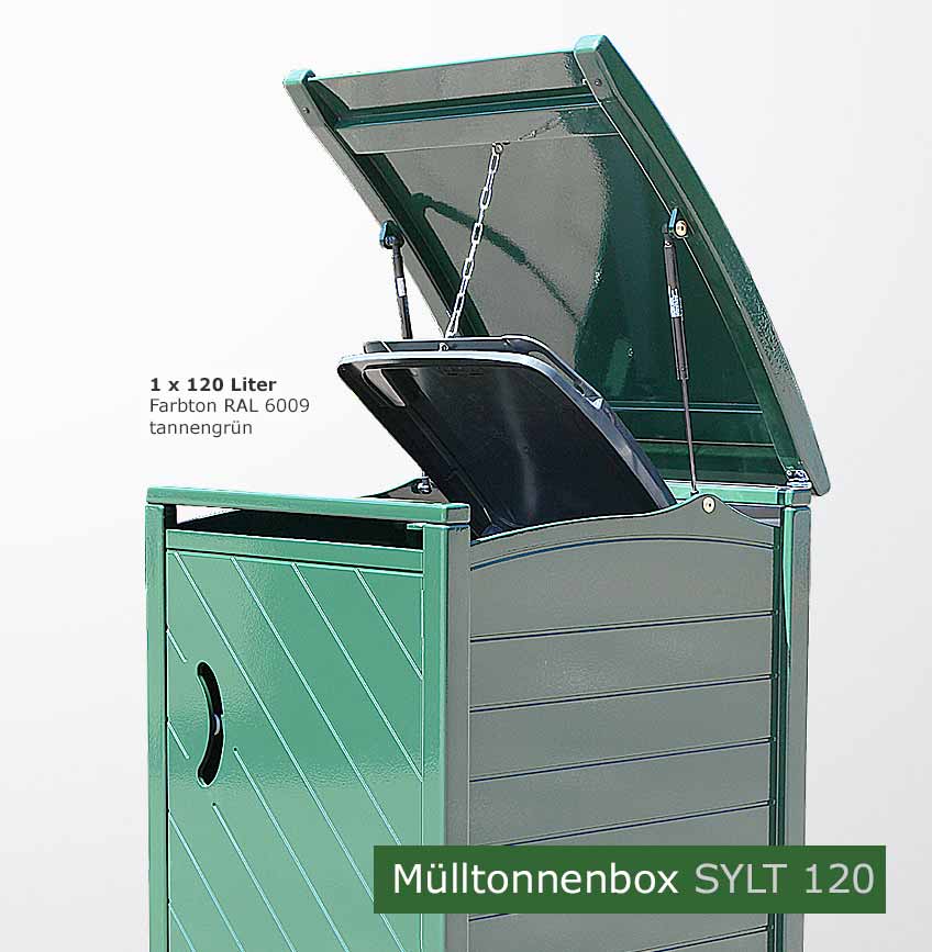 Mülltonnenbox SYLT 120 Liter + 240 Liter -  Ausführung grün / RAL 6009 tannengrün
