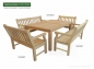Preview: Großer Tisch ROYAL ( 120 x 180 cm) mit Gartenbänken HYDE PARK - Hartholz Natur