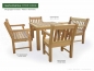 Preview: Hochwertige Gartenmöbel Sitzgruppe HYDE PARK mit Tisch ROYAL 100 x 120 cm - Ausführung Natur