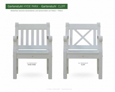1er Gartenstuhl HYDE PARK / CLIFF - Hartholz dauerhaft und wetterfest weiß lackiert