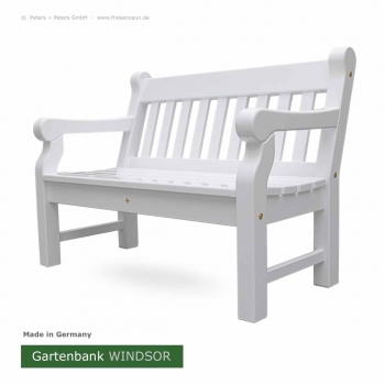 2-Sitzer Holzgartenbank WINDSOR - massives ODUM-IROKO Hartholz - weiß lackiert