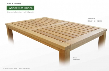 Maaiver Holztisch aus ODUM-IROKO Hartholz - Gartentische nach Maß gefertigt - Holzgartentisch ROYAL
