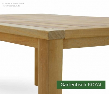 Hartholz Gartentisch ROYAL - besonders stabile und massive Aushührung - Beine 90 x 90 mm - Platte 45 x 100 mm