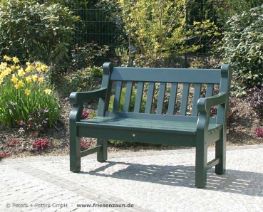 Englische Gartenbank im klassischem Hyde Park Stil - RAL 6009 Tannengrün