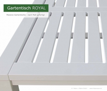 Hartholz Gartentisch wetterfest weiß lackiert - Maßanfertigung bis 160 cm Breite und bis zu 240 cm Länge