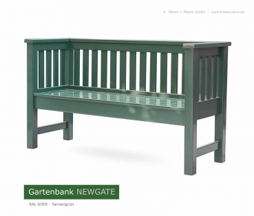 Gartenbank Newgate - ODUM-IROKO Hartholz - Farbton Tannengrün (RAL 6009)