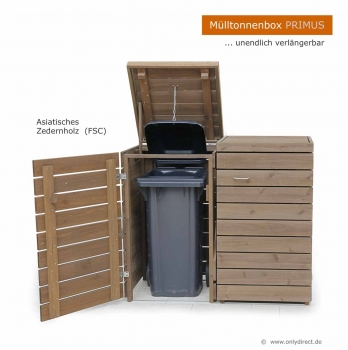 2 x 120 Liter  Mülltonnenbox PRIMUS - Asiatische Zeder - Günstiger Online-Preis