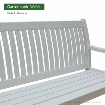 Weisse Gartenbank ROYAL - ergonomisch geformte Rückenlehne - Made in Germany