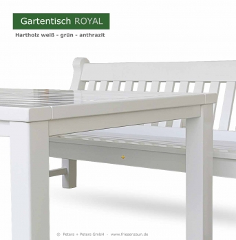 Gartentisch ROYAL - weiß lackiert mit Gartenbank WINDSOR