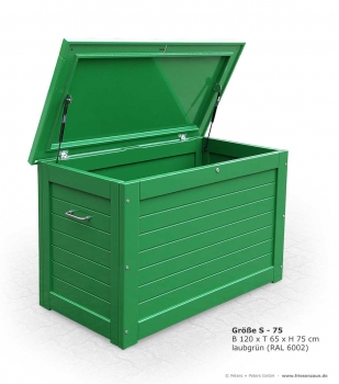 Kissenbox Gartenbox Cardiff - Größe S - Höhe 75 cm - RAL 6002 laubgrün