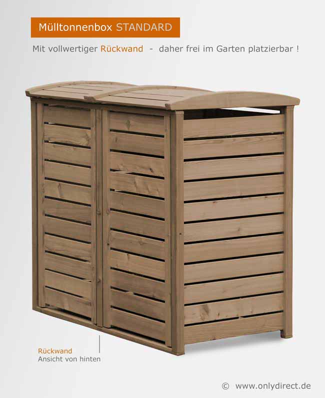 Front-Edelholz 4 Premium Tailor-Mülltonnenboxen für 240 Liter Tonnen Anthrazit 