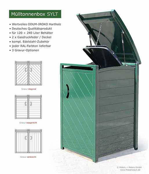 - x Friesenbank-Shop Exklusive Liter Mülltonnenbox Einzel 240 oder SYLT 1 - 120