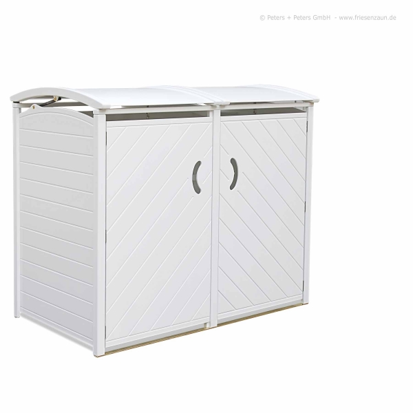 Weiße Mülltonnenbox - Tonnenverkleidung SYLT - weiß lackiert - 120 oder 240 Liter
