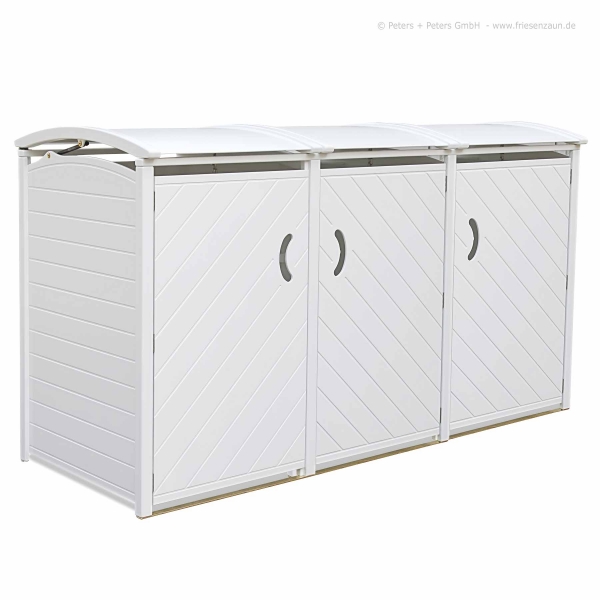 Weiße Mülltonnenbox - 3 x 120 oder 240 Liter Tonnenverkleidung SYLT - weiß lackiert - 120 oder 240 Liter