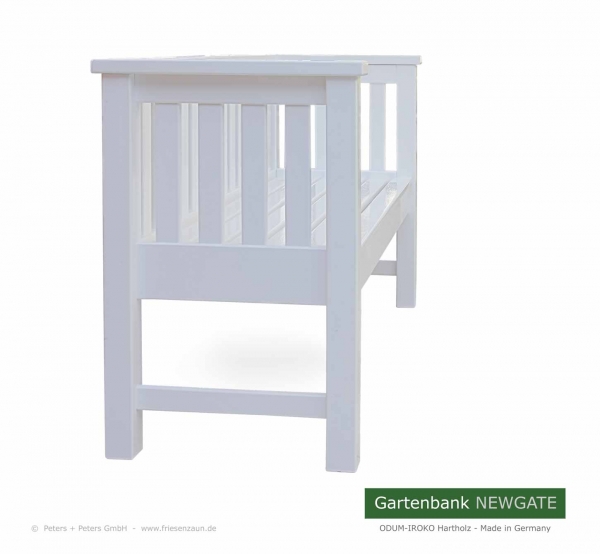 Gartenbank Newgate - die elegante Holzbank als Blickfang und Ablagebank für Ihre Haustür und Eingangsbereich - Hartholz weiß lackiert - Made in Germany