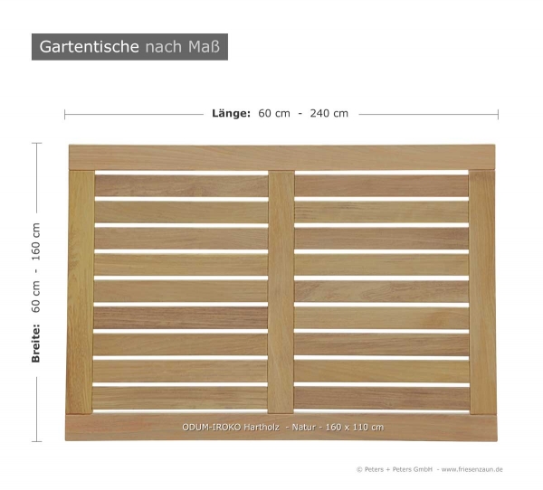 Holzgartentische nach Maß -  Länge: max. 240 cm - Breite: max. 150 cm