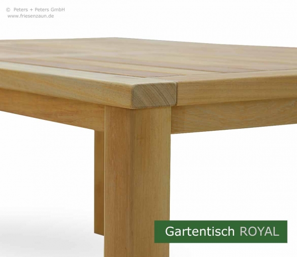 Hartholz Gartentisch ROYAL - besonders stabile und massive Aushührung - Beine 90 x 90 mm - Platte 45 x 100 mm