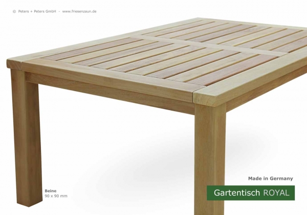 Extra stabiler Gartentisch ROYAL - ODUM-IROKO Hartholz Natur - Made in Germany